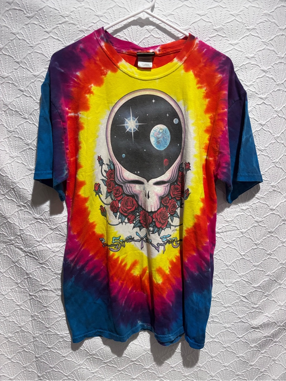 Grateful Dead Liquid Blue Space Your Face Tie Dye T Shirt Large Double Sided